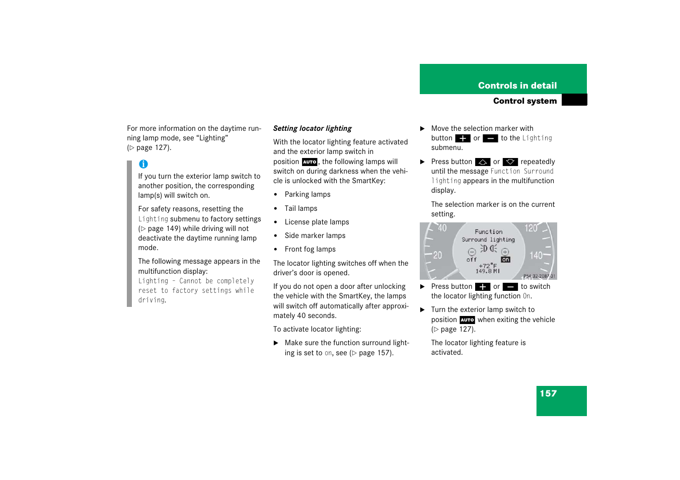 N, see “setting locator light- ing | Mercedes-Benz CLK-Class 2006 Owners Manual User Manual | Page 158 / 514