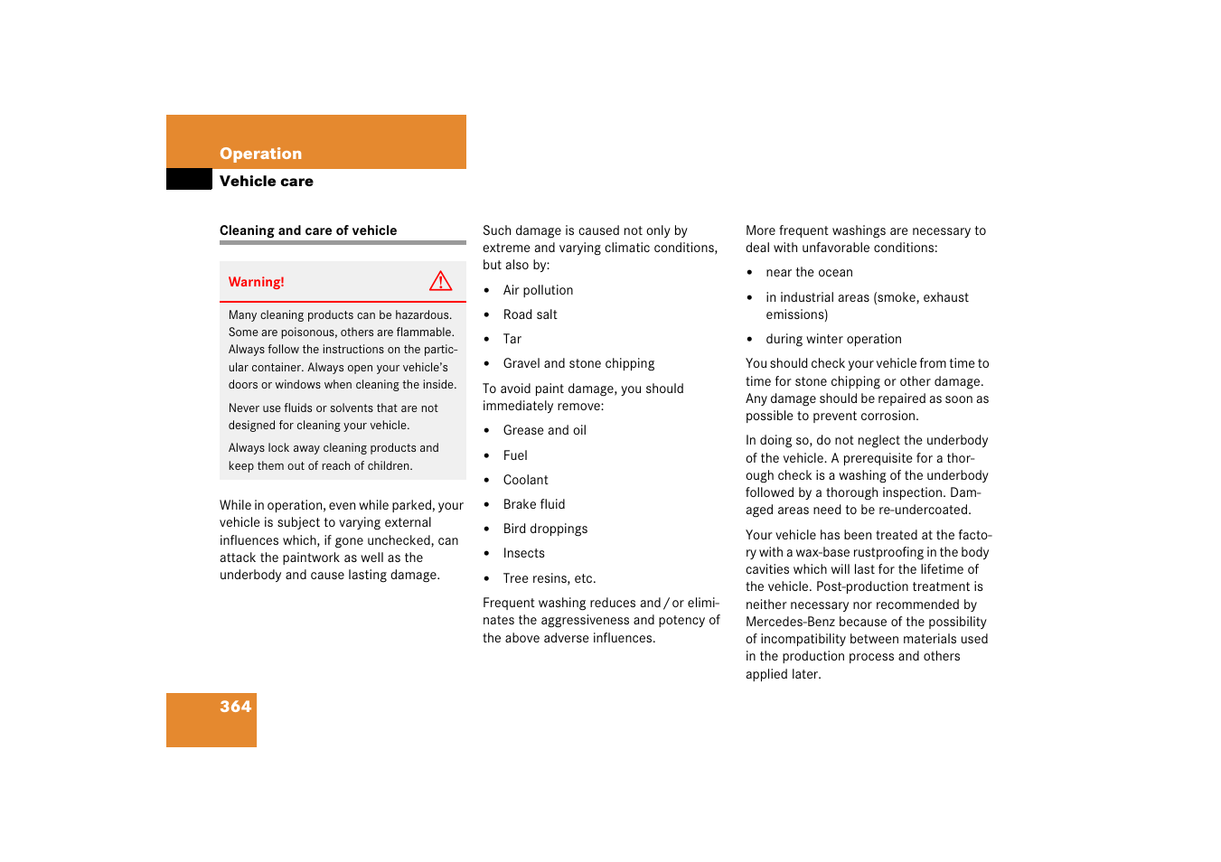 Vehicle care, Vehicle:care, Cleaning and care of vehicle | Mercedes-Benz CLK-Class 2006 Owners Manual User Manual | Page 365 / 514