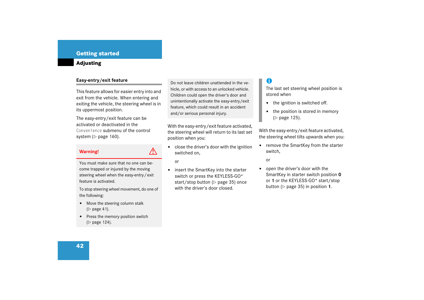Seats, power:easy entry/exit feature, Easy-entry/exit feature | Mercedes-Benz CLK-Class 2006 Owners Manual User Manual | Page 43 / 514