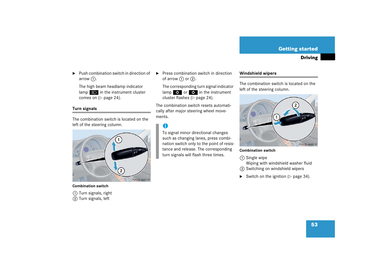 Turn signals, Windshield wipers, Turn signals windshield wipers | Mercedes-Benz CLK-Class 2006 Owners Manual User Manual | Page 54 / 514