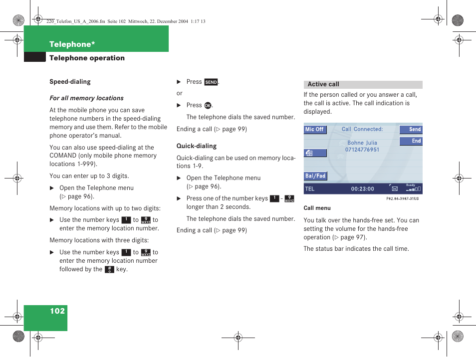 Mercedes-Benz S-Class 2006 COMAND Manual User Manual | Page 104 / 226