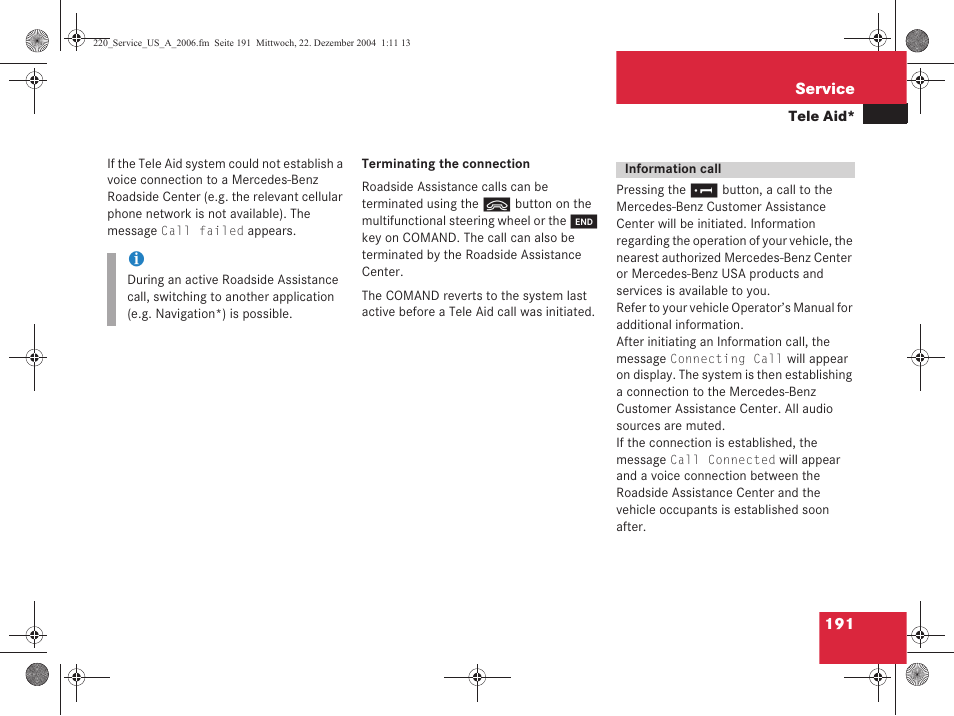 Mercedes-Benz S-Class 2006 COMAND Manual User Manual | Page 193 / 226