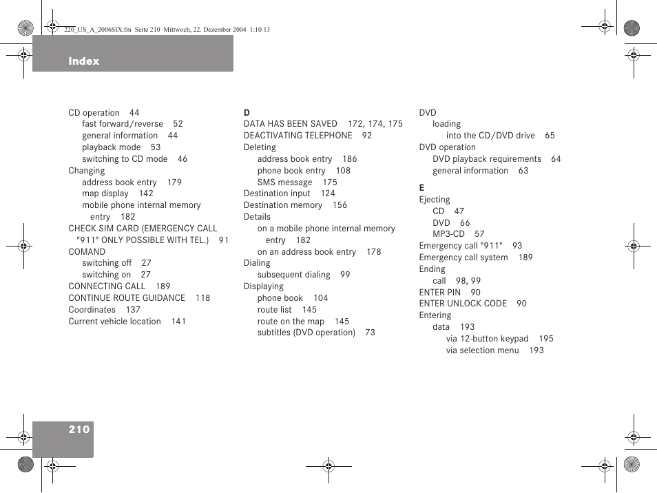 Mercedes-Benz S-Class 2006 COMAND Manual User Manual | Page 212 / 226