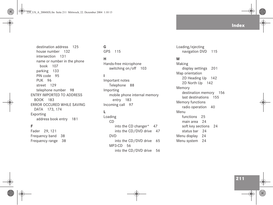 Mercedes-Benz S-Class 2006 COMAND Manual User Manual | Page 213 / 226