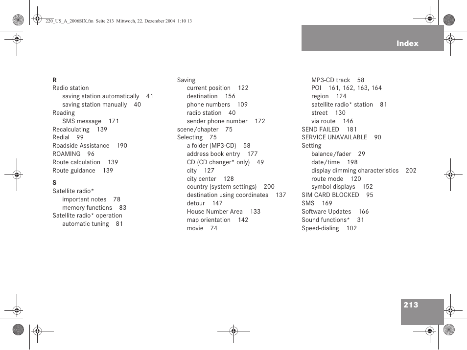 Mercedes-Benz S-Class 2006 COMAND Manual User Manual | Page 215 / 226