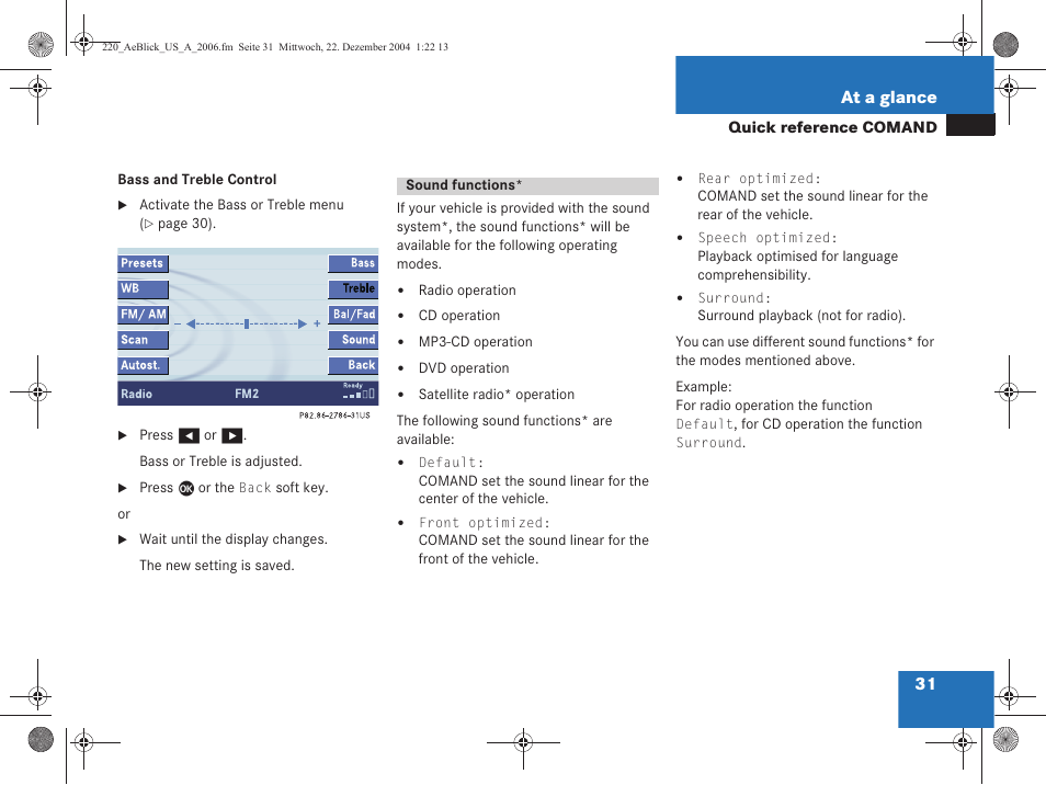 31 at a glance | Mercedes-Benz S-Class 2006 COMAND Manual User Manual | Page 33 / 226