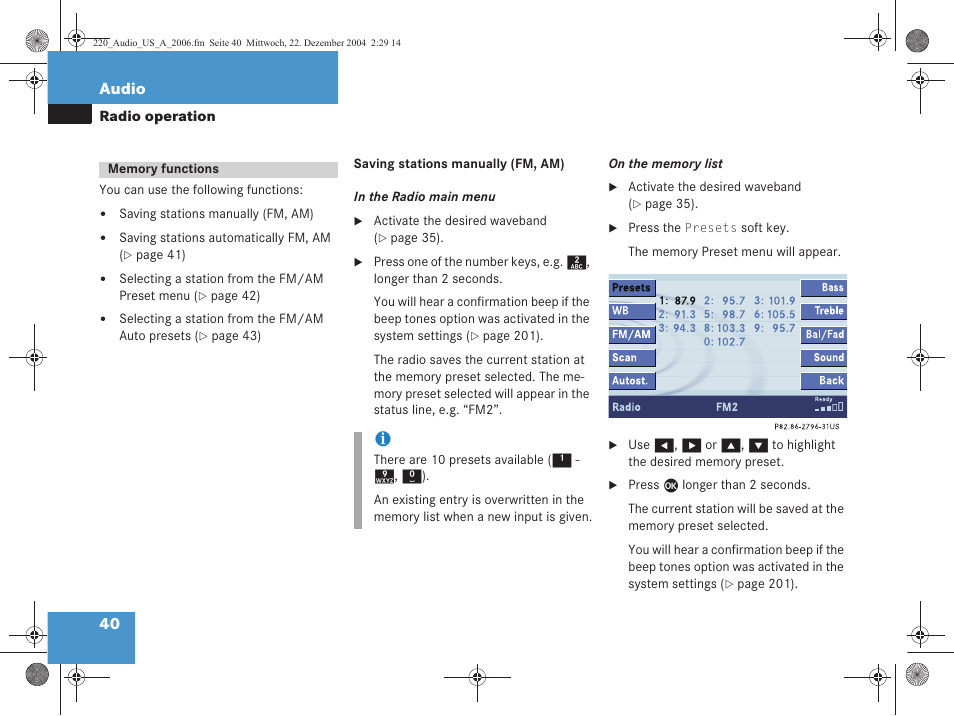 Mercedes-Benz S-Class 2006 COMAND Manual User Manual | Page 42 / 226