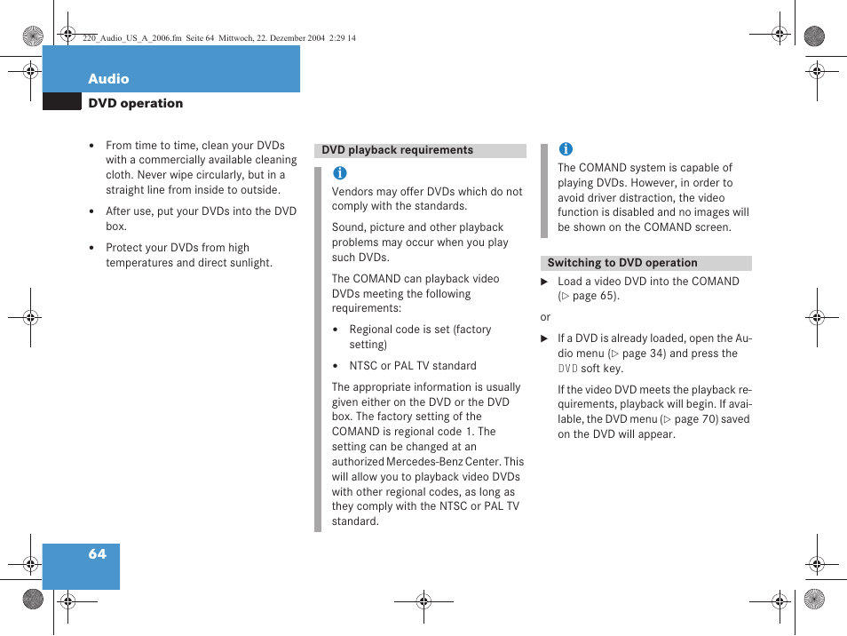Mercedes-Benz S-Class 2006 COMAND Manual User Manual | Page 66 / 226