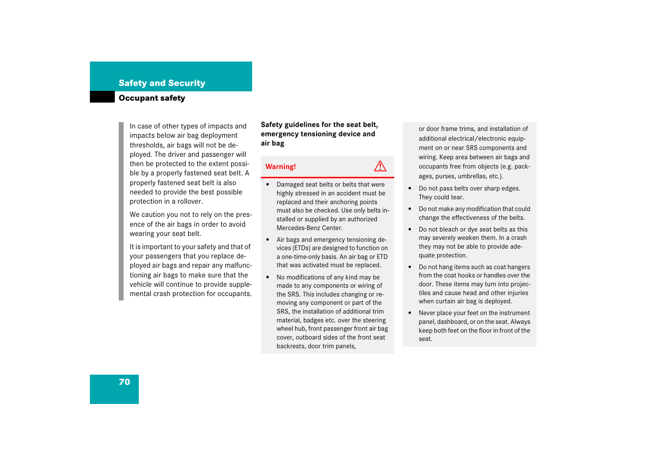 Mercedes-Benz E-Class 2006 Owners Manual User Manual | Page 71 / 521