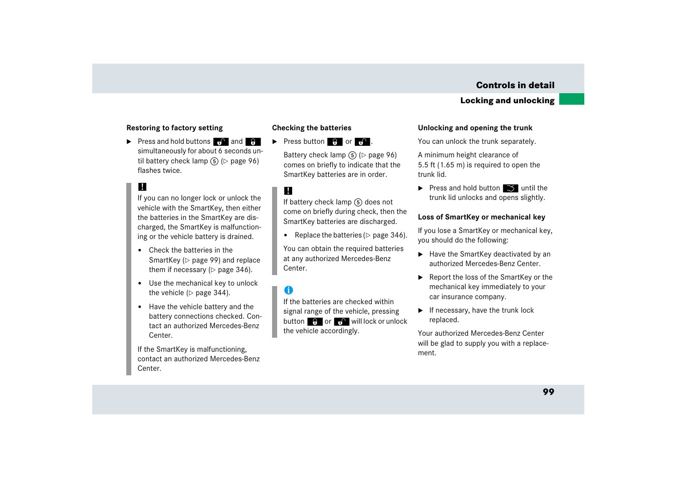Mercedes-Benz SLR-Class 2006 User Manual | Page 100 / 409
