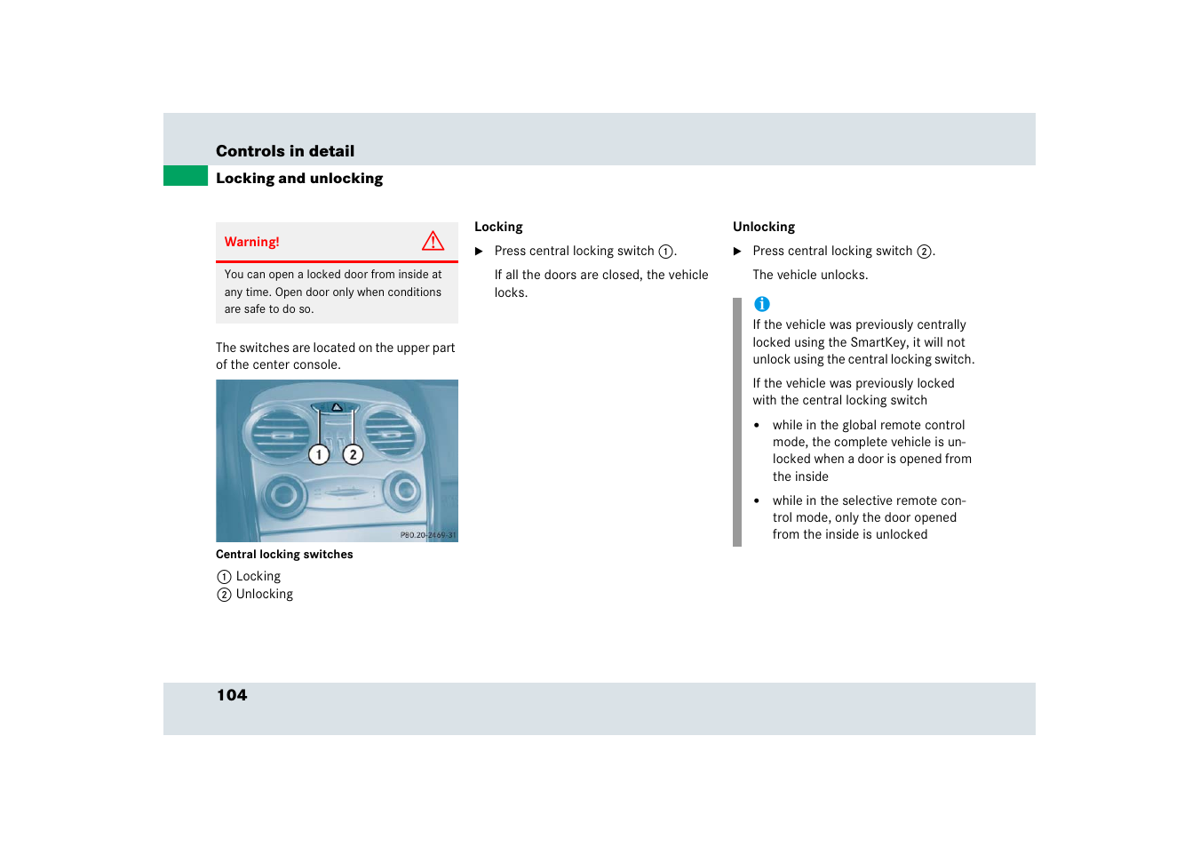 Mercedes-Benz SLR-Class 2006 User Manual | Page 105 / 409