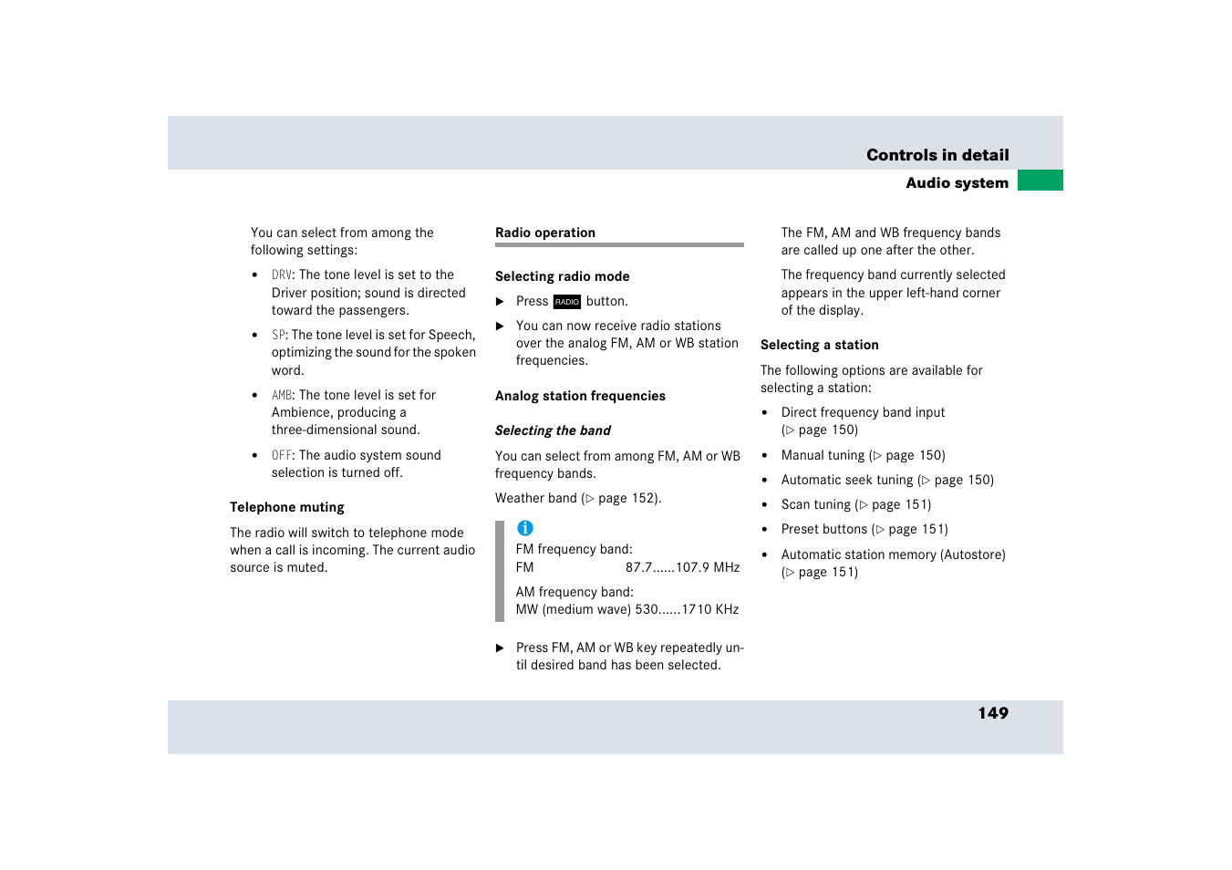 Audio system:radio operation, Radio operation | Mercedes-Benz SLR-Class 2006 User Manual | Page 150 / 409
