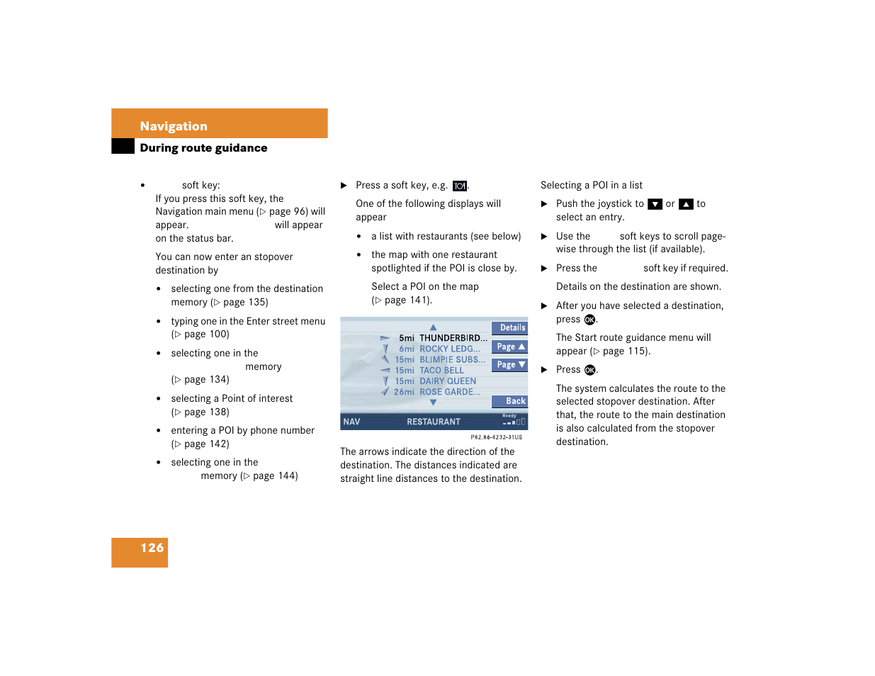 126 navigation | Mercedes-Benz C-Sedan OCS 2005 COMAND Manual User Manual | Page 186 / 237