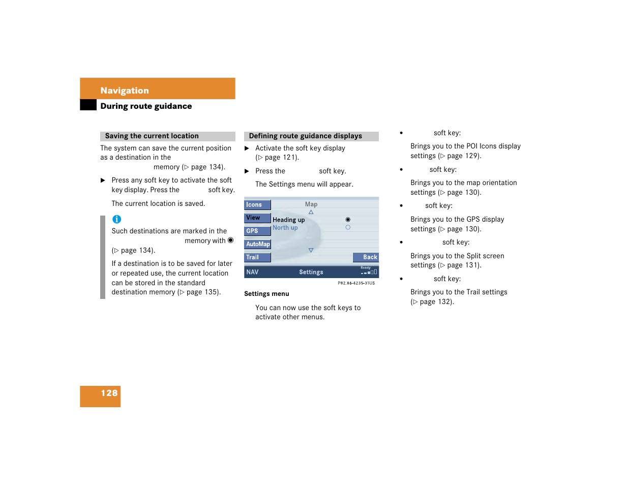 128 navigation | Mercedes-Benz C-Sedan OCS 2005 COMAND Manual User Manual | Page 188 / 237