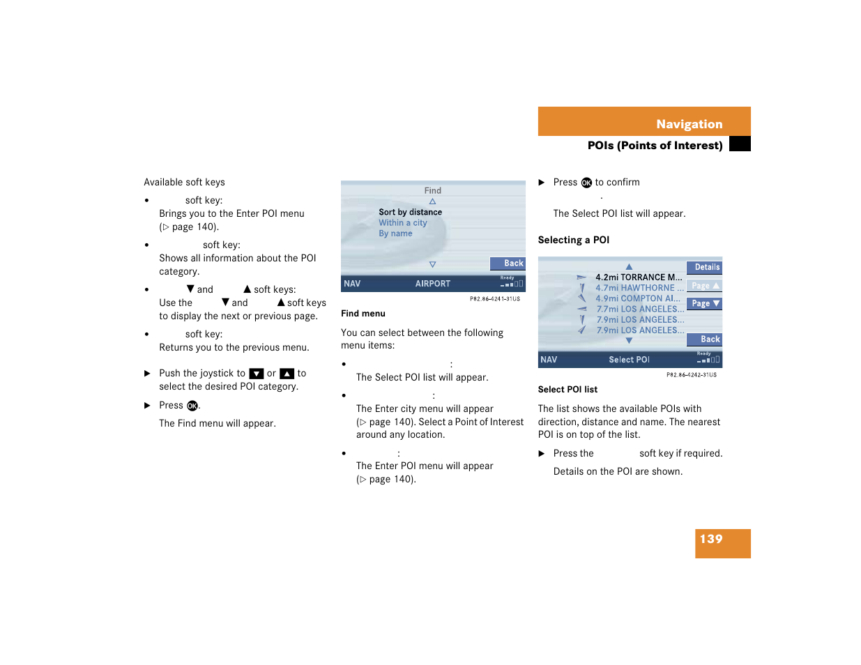 139 navigation | Mercedes-Benz C-Sedan OCS 2005 COMAND Manual User Manual | Page 199 / 237