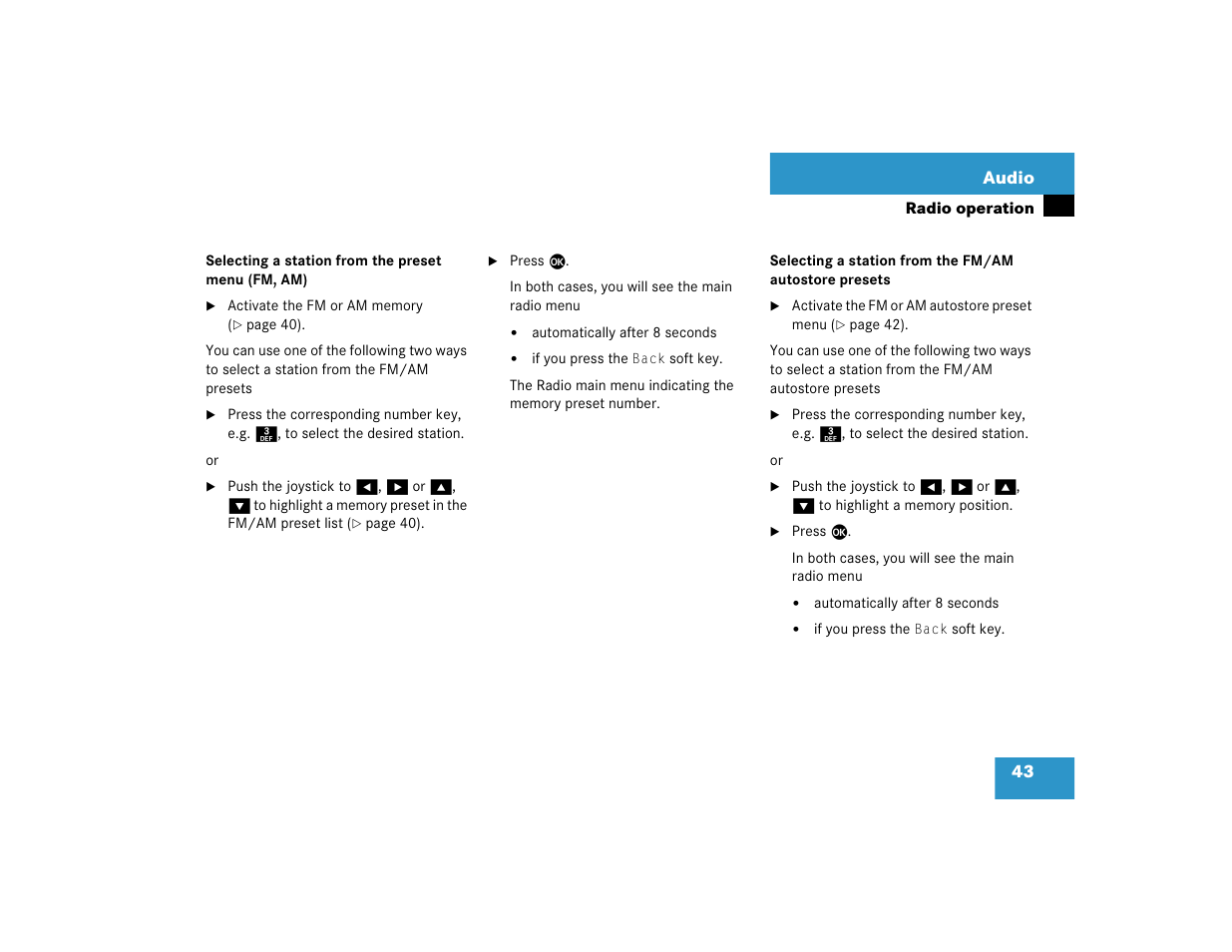 43 audio | Mercedes-Benz C-Sedan OCS 2005 COMAND Manual User Manual | Page 45 / 237