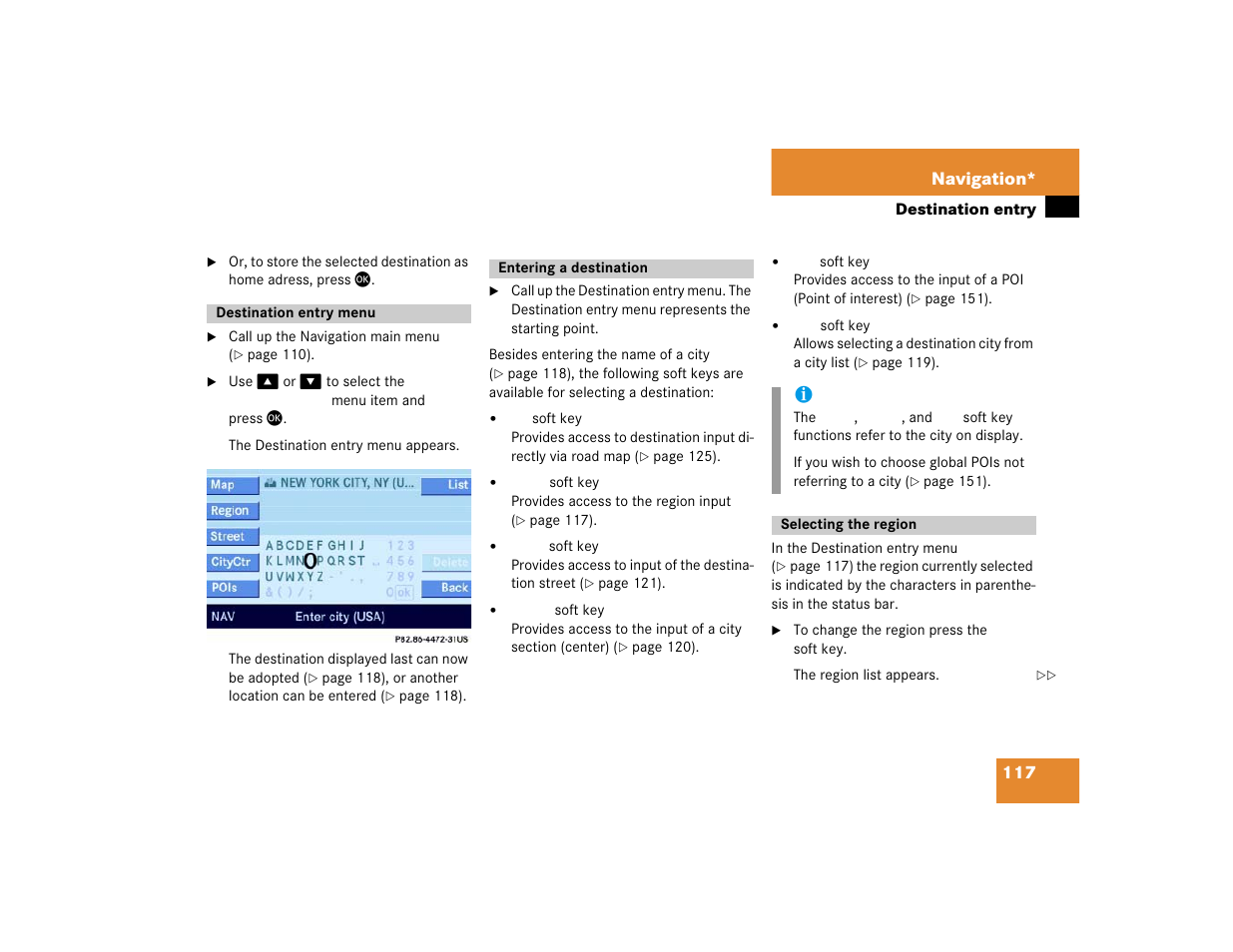 117 navigation | Mercedes-Benz E-Wagon 2005 COMAND Manual User Manual | Page 118 / 186