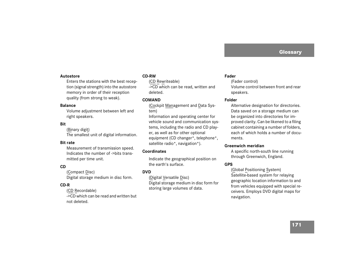 Mercedes-Benz E-Wagon 2005 COMAND Manual User Manual | Page 172 / 186