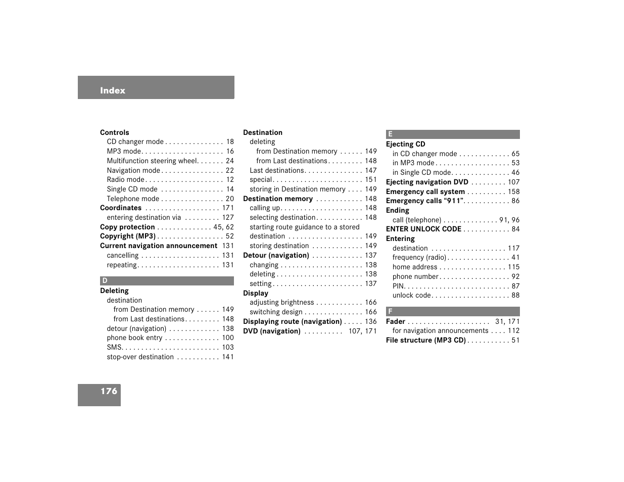 Mercedes-Benz E-Wagon 2005 COMAND Manual User Manual | Page 177 / 186