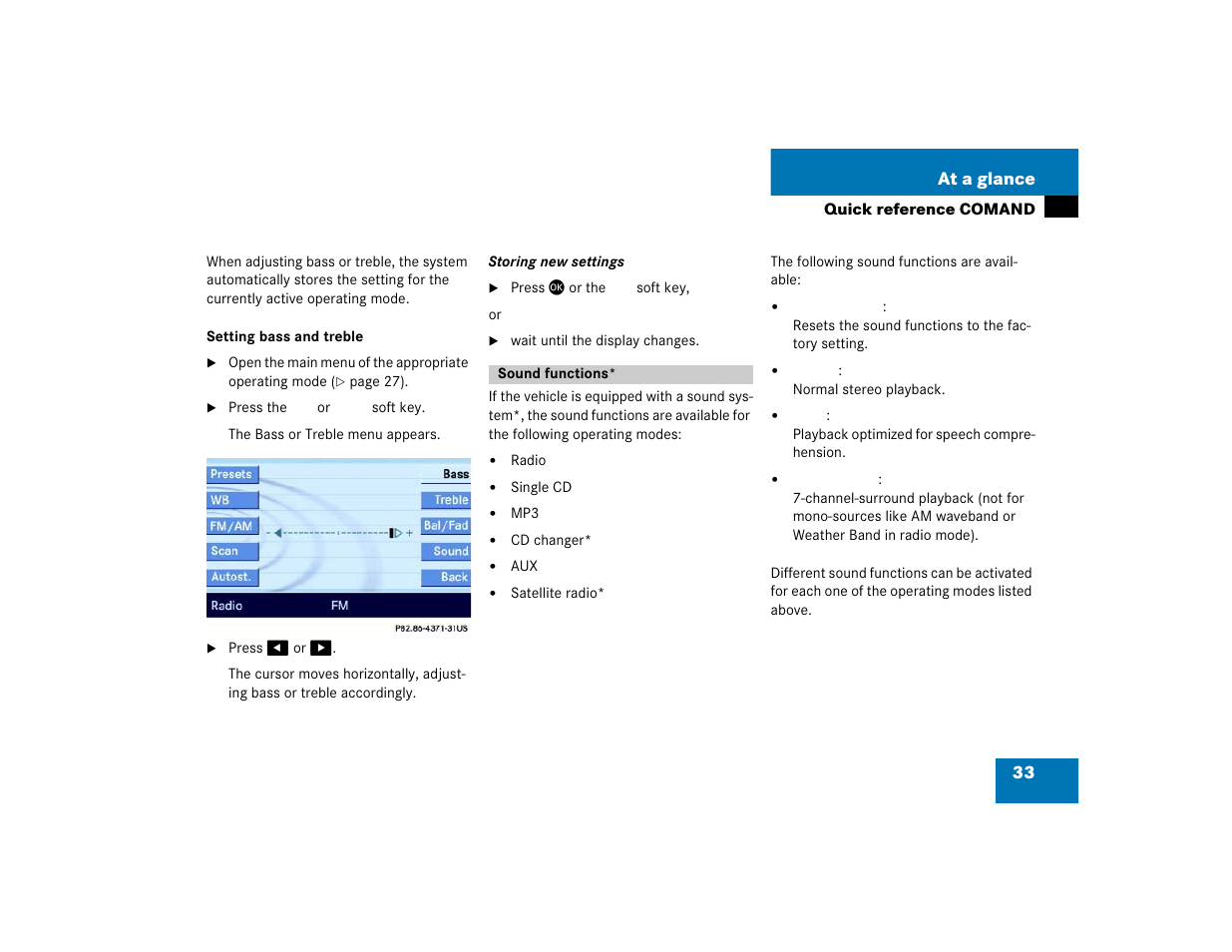 33 at a glance | Mercedes-Benz E-Wagon 2005 COMAND Manual User Manual | Page 34 / 186