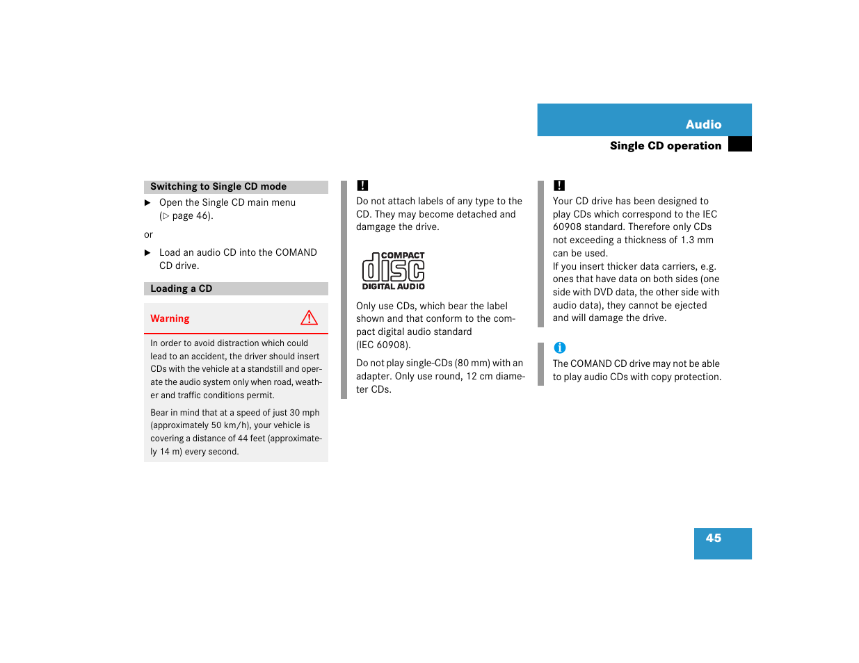 Mercedes-Benz E-Wagon 2005 COMAND Manual User Manual | Page 46 / 186