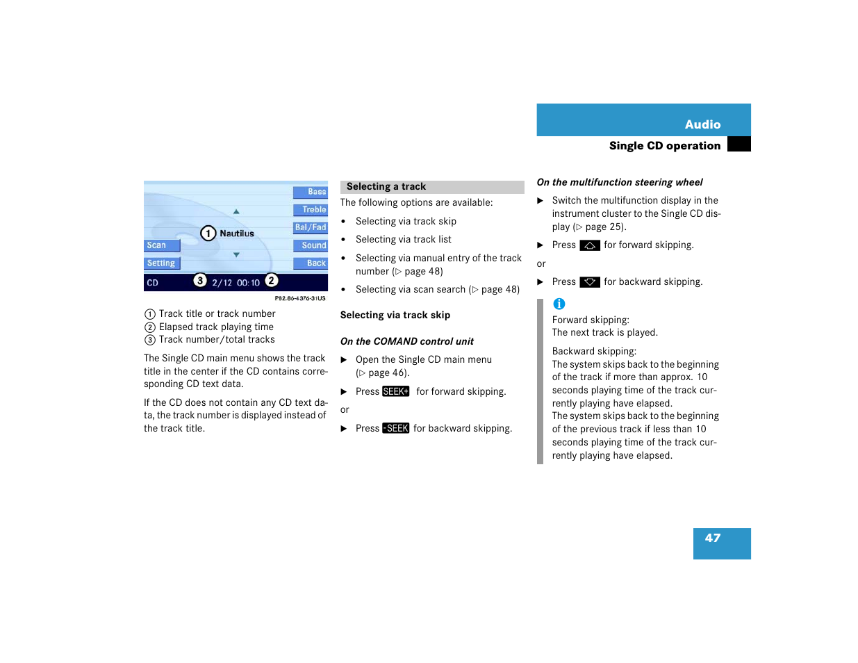 Mercedes-Benz E-Wagon 2005 COMAND Manual User Manual | Page 48 / 186