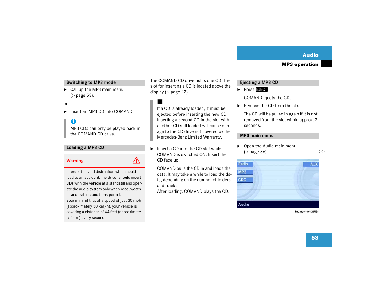 Mercedes-Benz E-Wagon 2005 COMAND Manual User Manual | Page 54 / 186