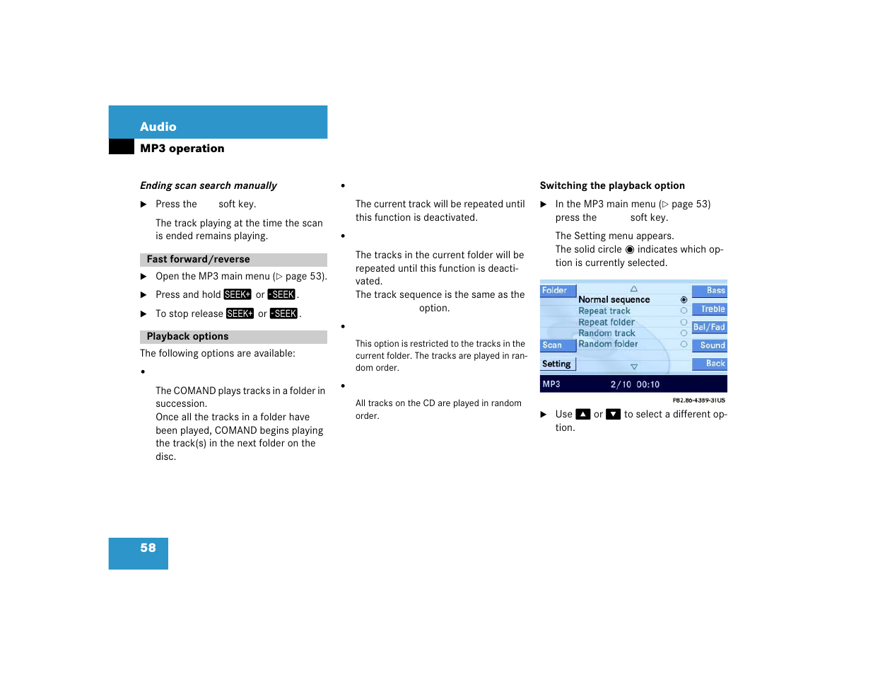 58 audio | Mercedes-Benz E-Wagon 2005 COMAND Manual User Manual | Page 59 / 186