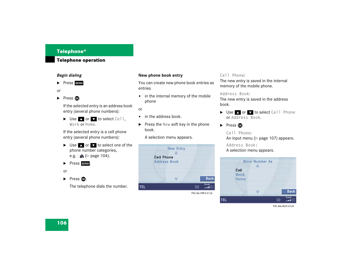 Mercedes-Benz CL-Class 2005 COMAND Manual User Manual | Page 108 / 227