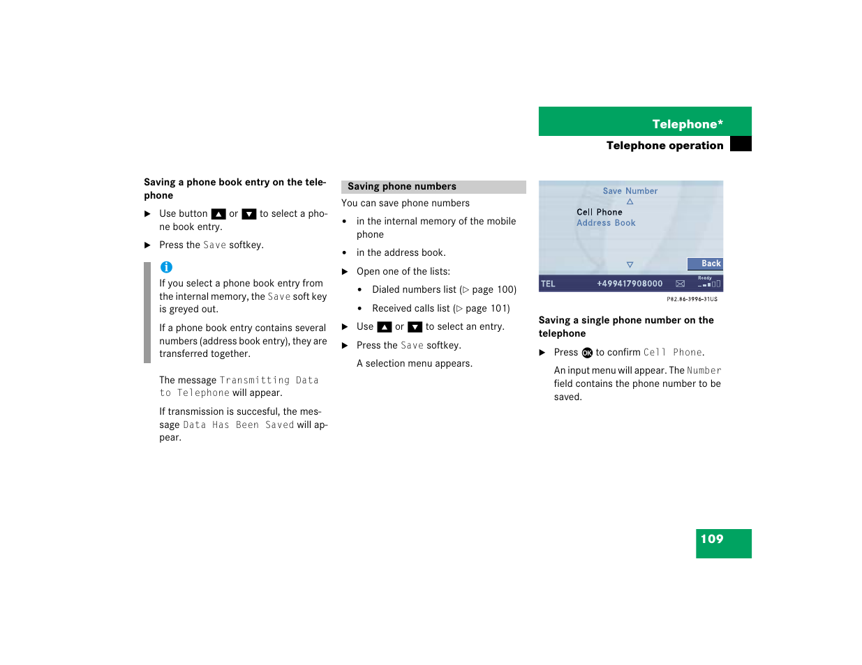 Mercedes-Benz CL-Class 2005 COMAND Manual User Manual | Page 111 / 227