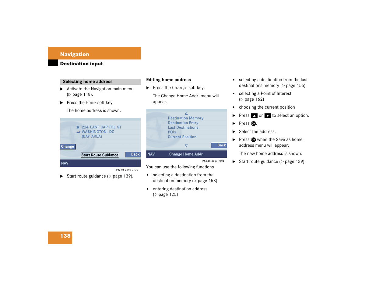138 navigation | Mercedes-Benz CL-Class 2005 COMAND Manual User Manual | Page 140 / 227