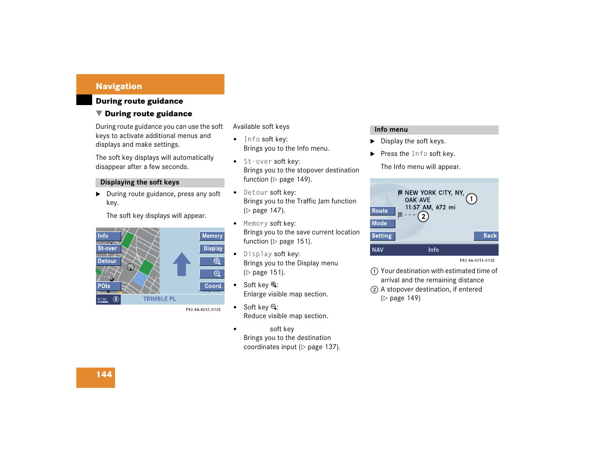144 navigation | Mercedes-Benz CL-Class 2005 COMAND Manual User Manual | Page 146 / 227
