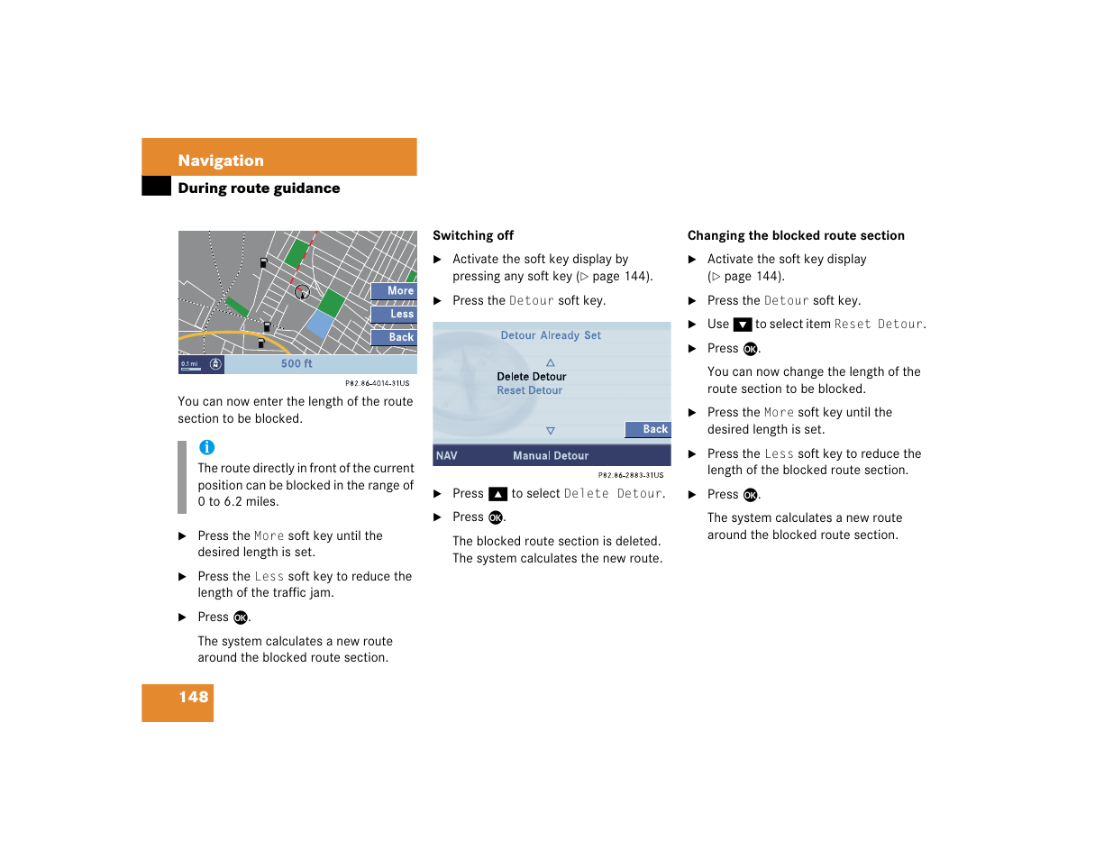 148 navigation | Mercedes-Benz CL-Class 2005 COMAND Manual User Manual | Page 150 / 227