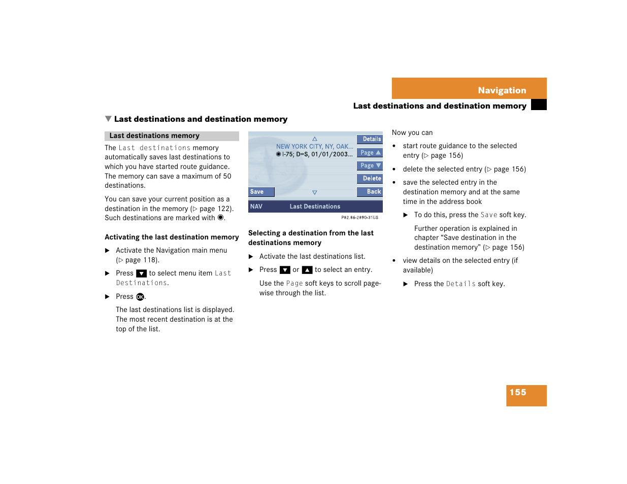 Mercedes-Benz CL-Class 2005 COMAND Manual User Manual | Page 157 / 227