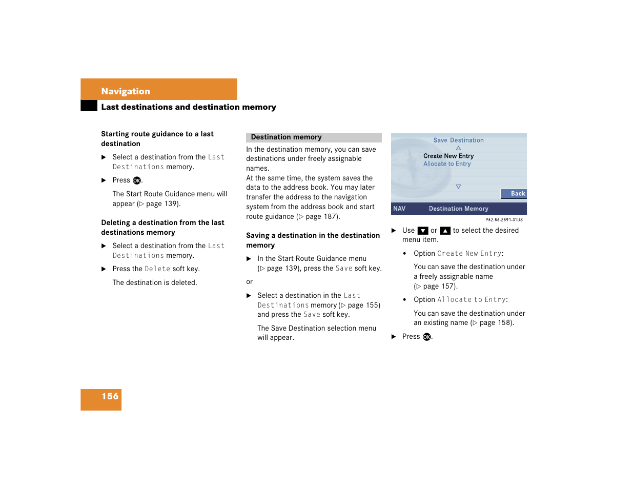 156 navigation | Mercedes-Benz CL-Class 2005 COMAND Manual User Manual | Page 158 / 227