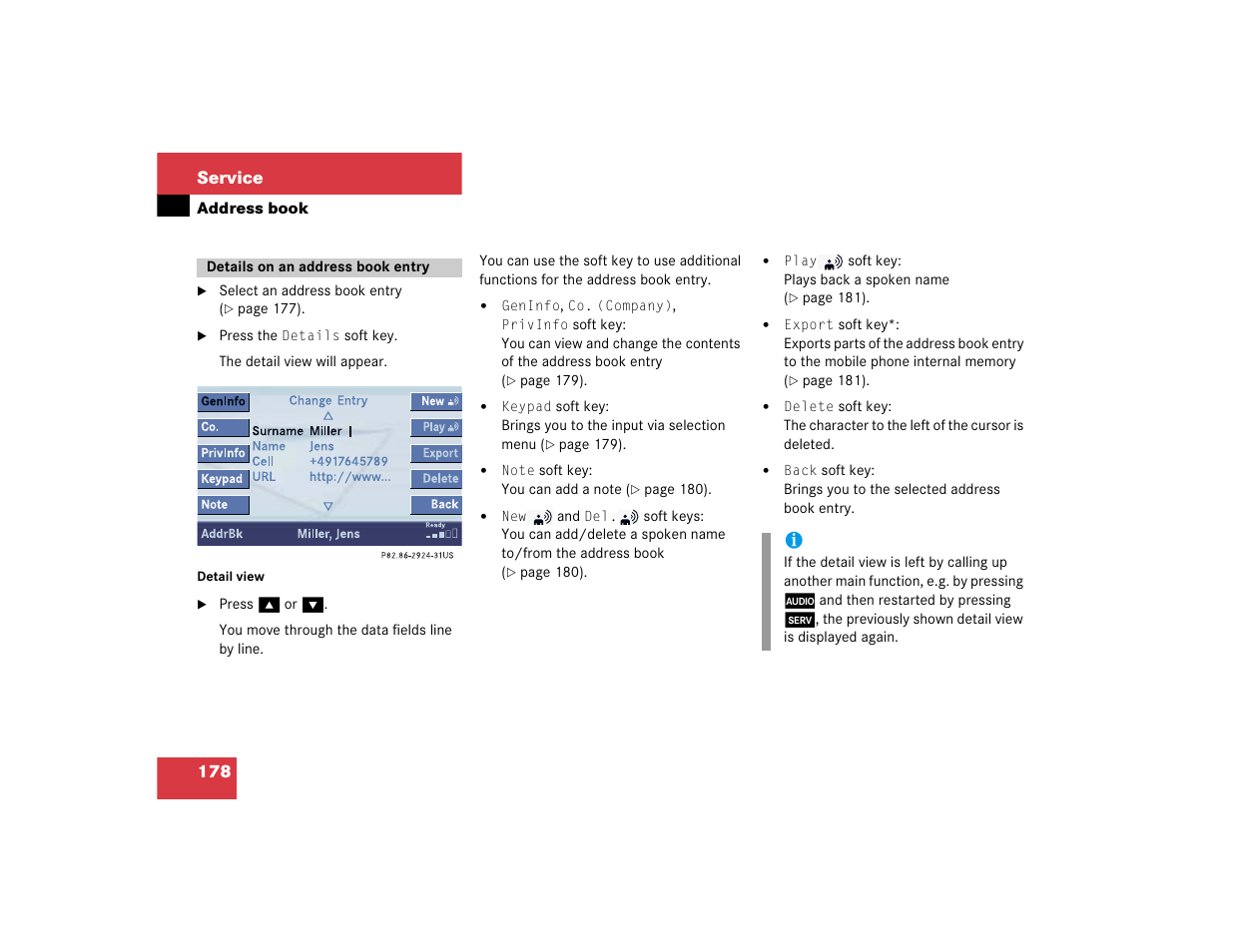 178 service | Mercedes-Benz CL-Class 2005 COMAND Manual User Manual | Page 180 / 227