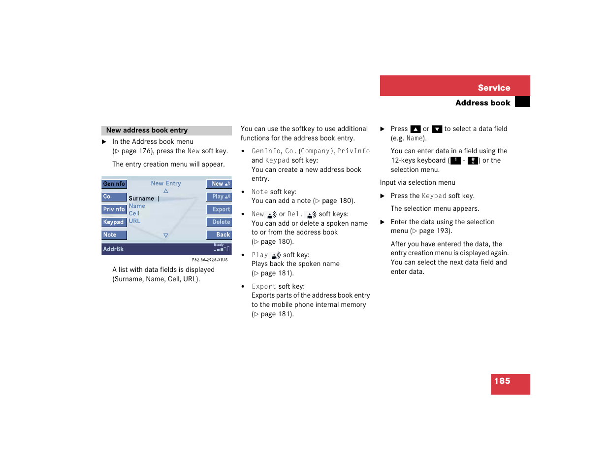 185 service | Mercedes-Benz CL-Class 2005 COMAND Manual User Manual | Page 187 / 227