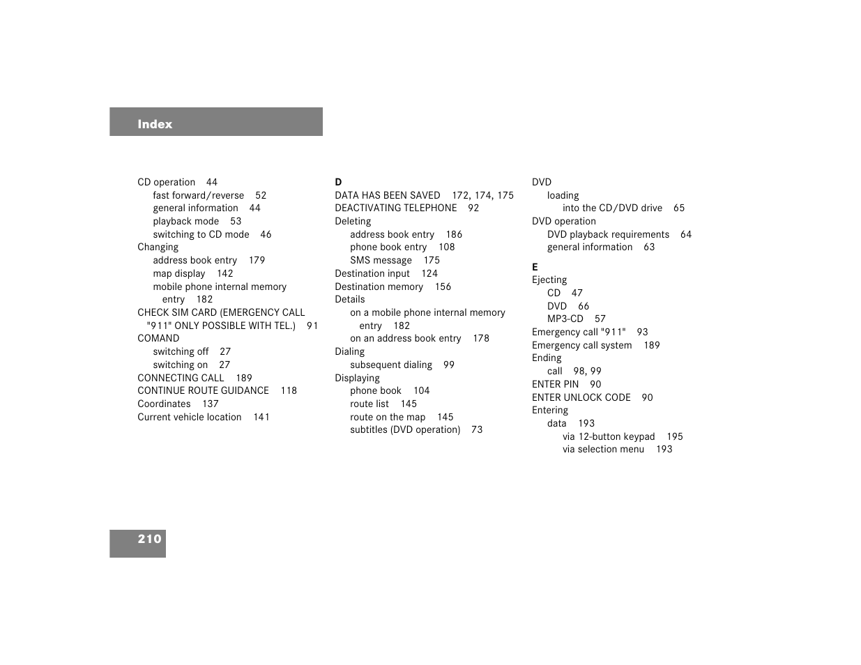 Mercedes-Benz CL-Class 2005 COMAND Manual User Manual | Page 212 / 227