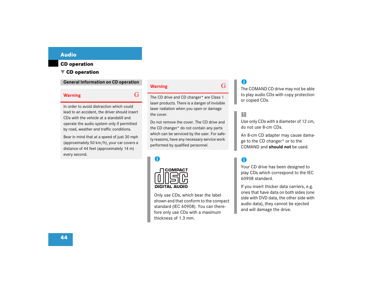 Mercedes-Benz CL-Class 2005 COMAND Manual User Manual | Page 46 / 227