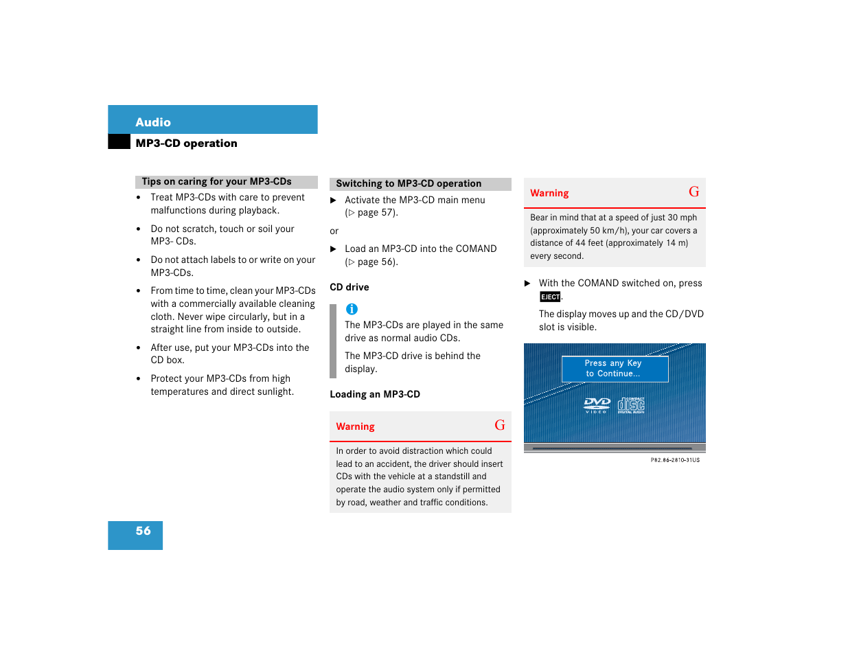 Mercedes-Benz CL-Class 2005 COMAND Manual User Manual | Page 58 / 227