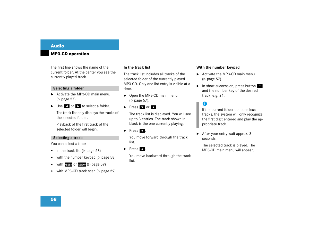 58 audio | Mercedes-Benz CL-Class 2005 COMAND Manual User Manual | Page 60 / 227