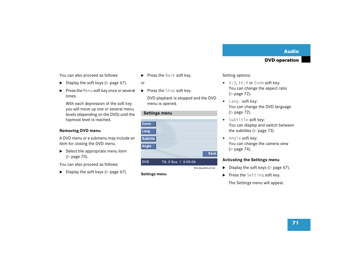 71 audio | Mercedes-Benz CL-Class 2005 COMAND Manual User Manual | Page 73 / 227