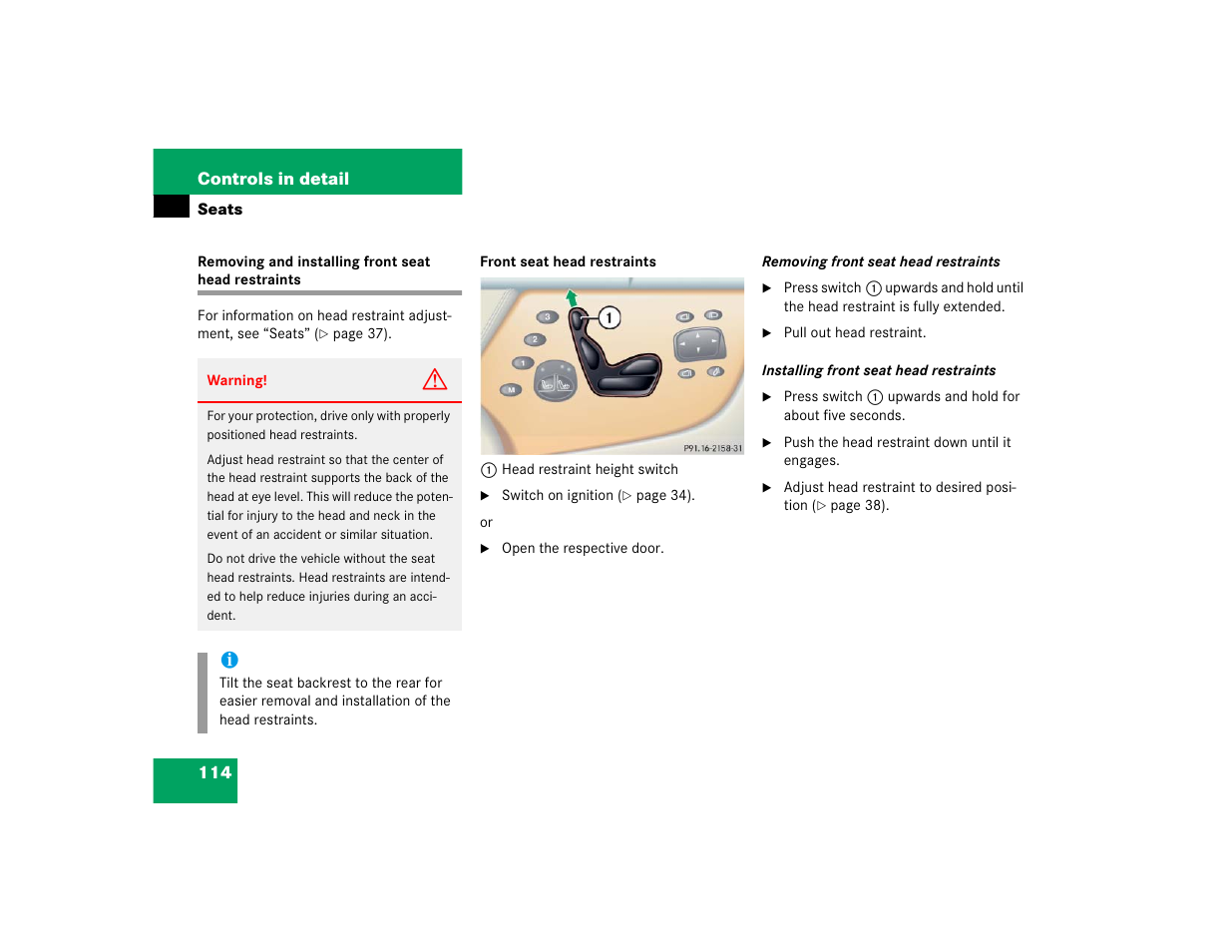 Mercedes-Benz CL-Class 2005 Owners Manual User Manual | Page 116 / 458