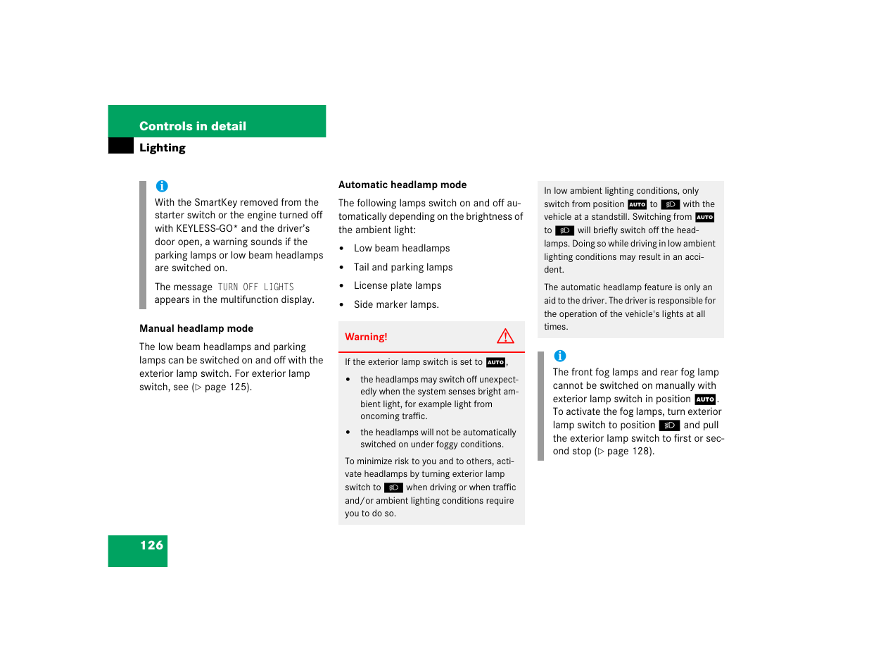 Mercedes-Benz CL-Class 2005 Owners Manual User Manual | Page 128 / 458