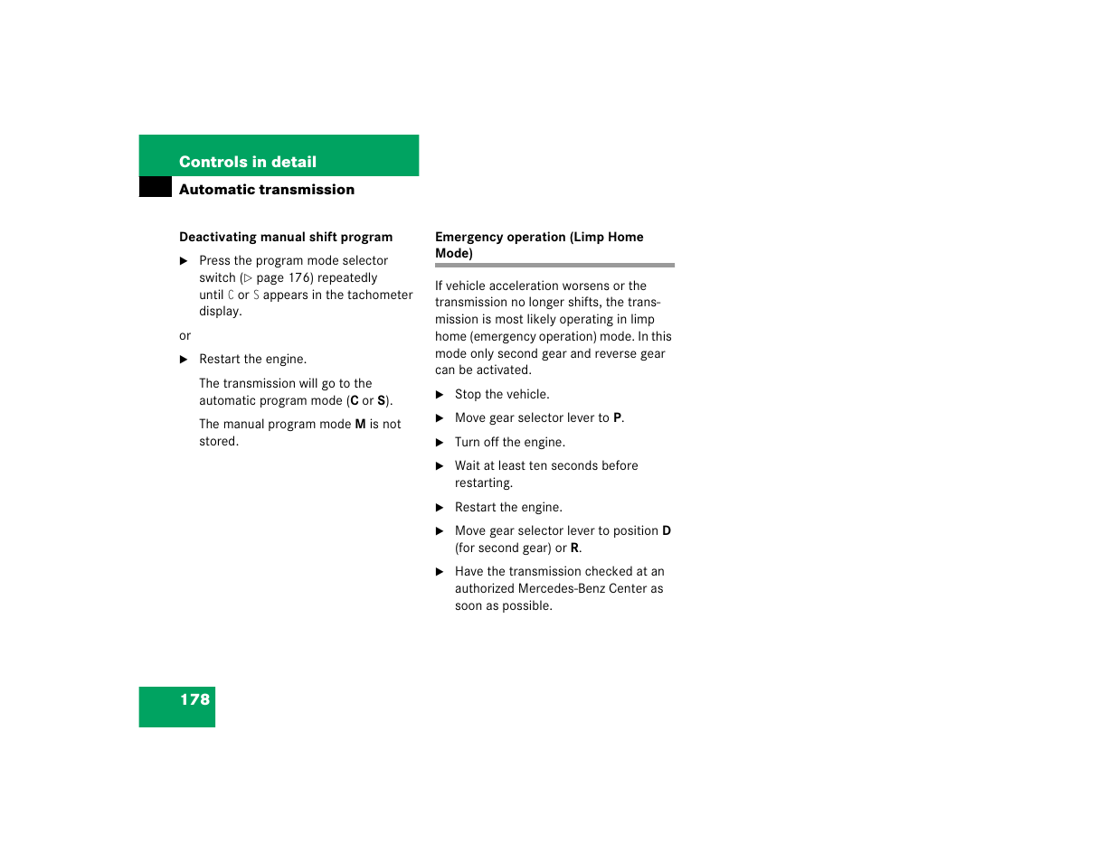 Mercedes-Benz CL-Class 2005 Owners Manual User Manual | Page 180 / 458
