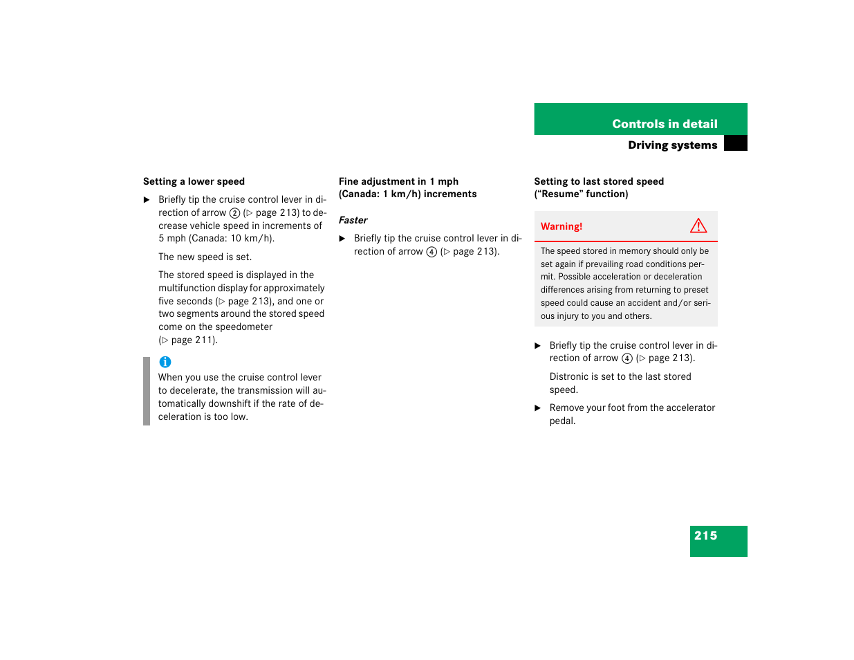 Mercedes-Benz CL-Class 2005 Owners Manual User Manual | Page 217 / 458