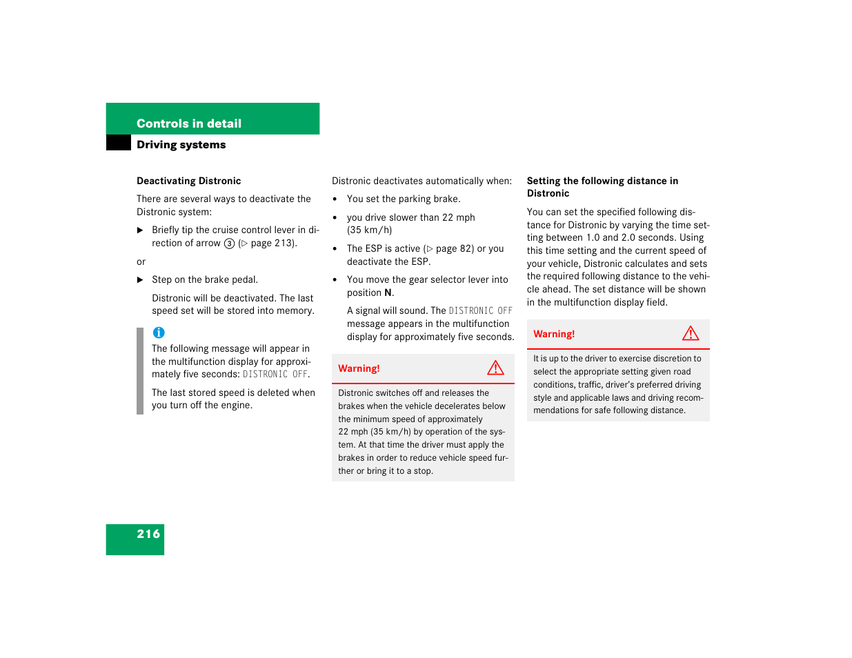 Mercedes-Benz CL-Class 2005 Owners Manual User Manual | Page 218 / 458