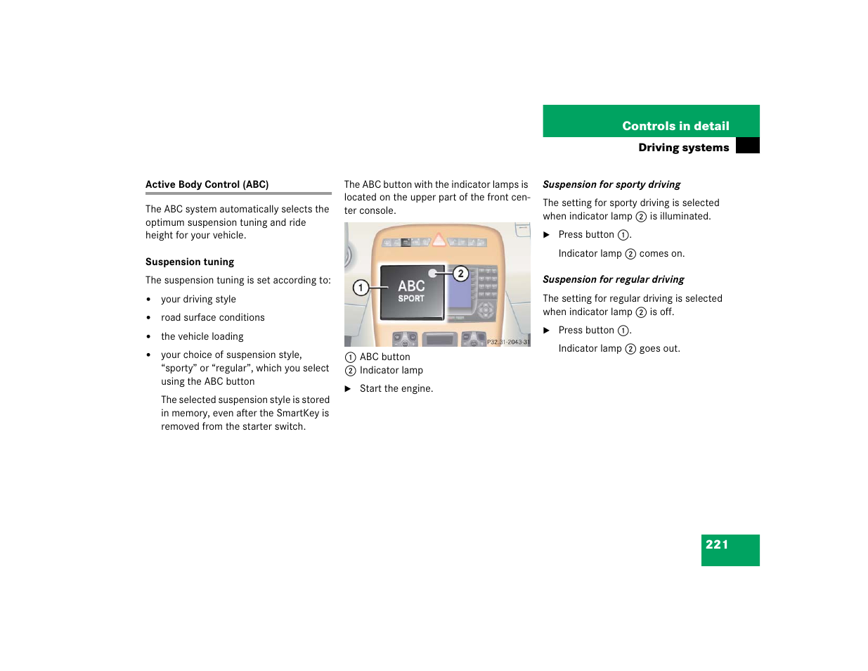 Mercedes-Benz CL-Class 2005 Owners Manual User Manual | Page 223 / 458