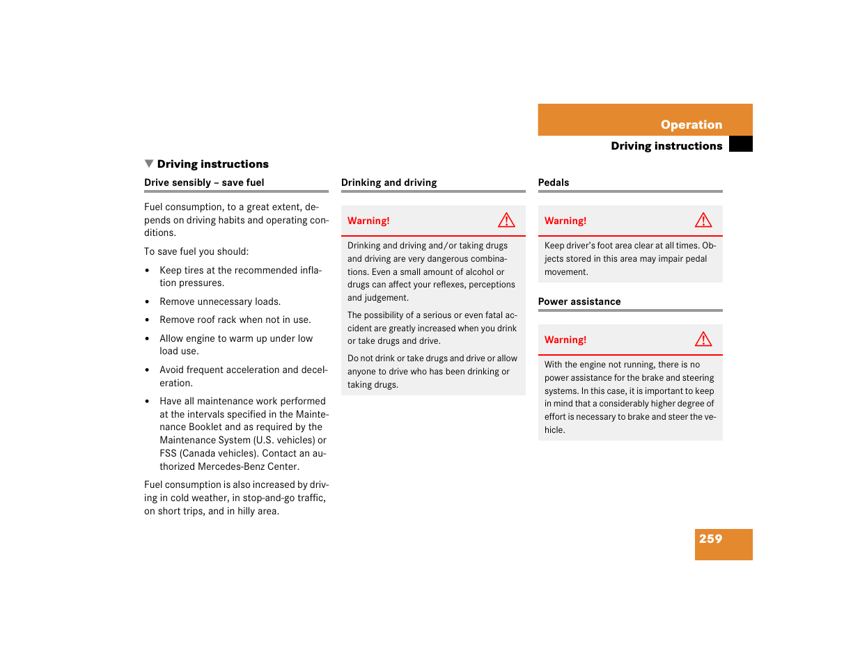 Mercedes-Benz CL-Class 2005 Owners Manual User Manual | Page 261 / 458
