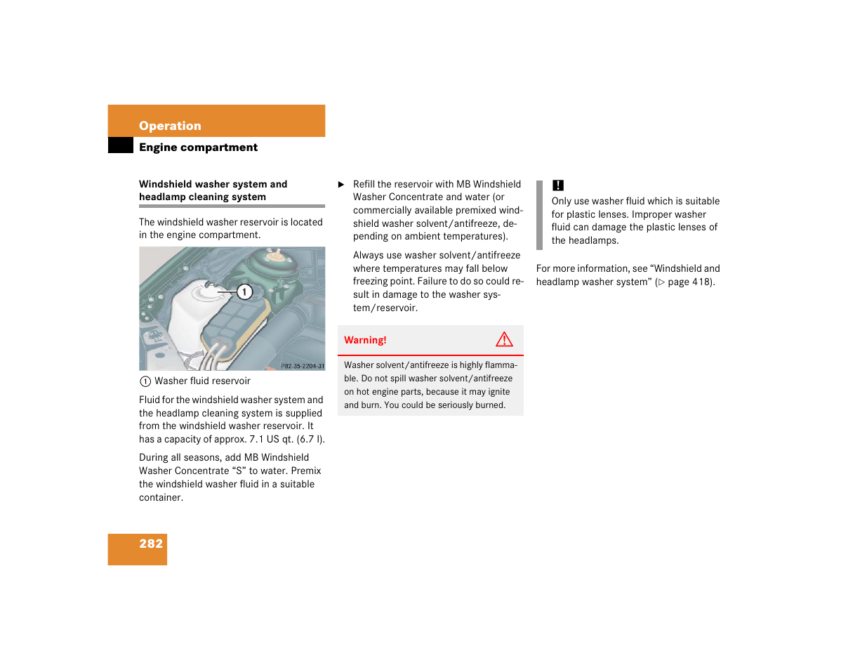 Mercedes-Benz CL-Class 2005 Owners Manual User Manual | Page 284 / 458